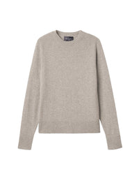 Pull col rond à manches raglan en cachemire -  Gris Argente