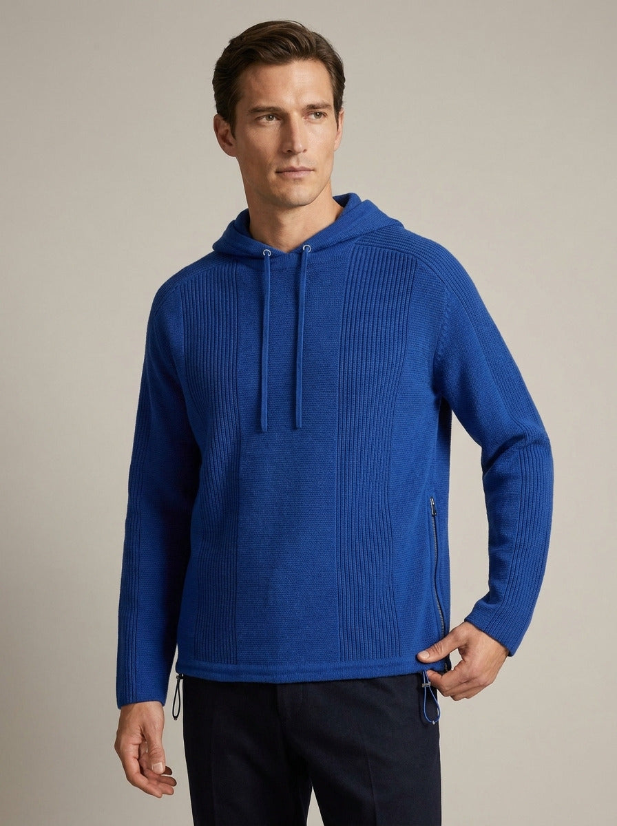 RECO295Hoodie À Côtes - Bleu Pigment