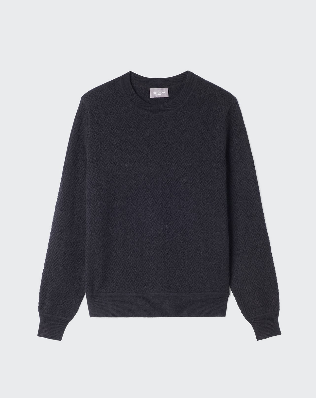 RECO270Pull Col Rond Mini Chevrons - Noir