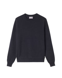 Round-neck cashmere jumper with a mini herringbone pattern - Black