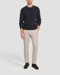 Round-neck cashmere jumper with a mini herringbone pattern - Black