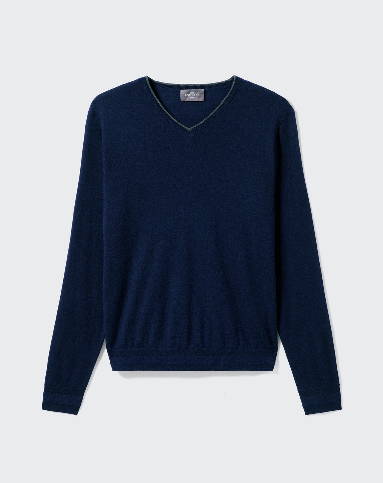 RECO115Pull V Ultrafin À Col Contrasté - Marine