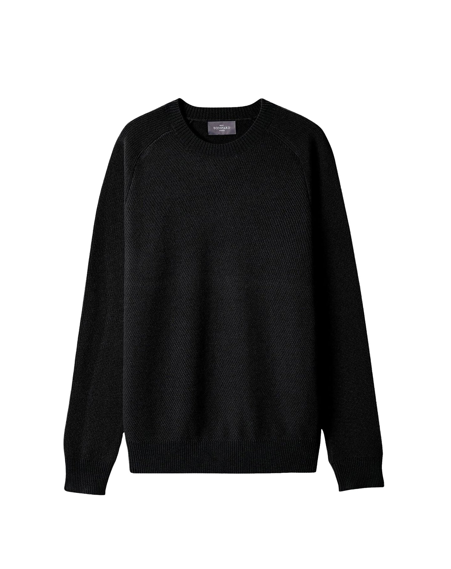 Ribbed round-neck cashmere jumper - Black