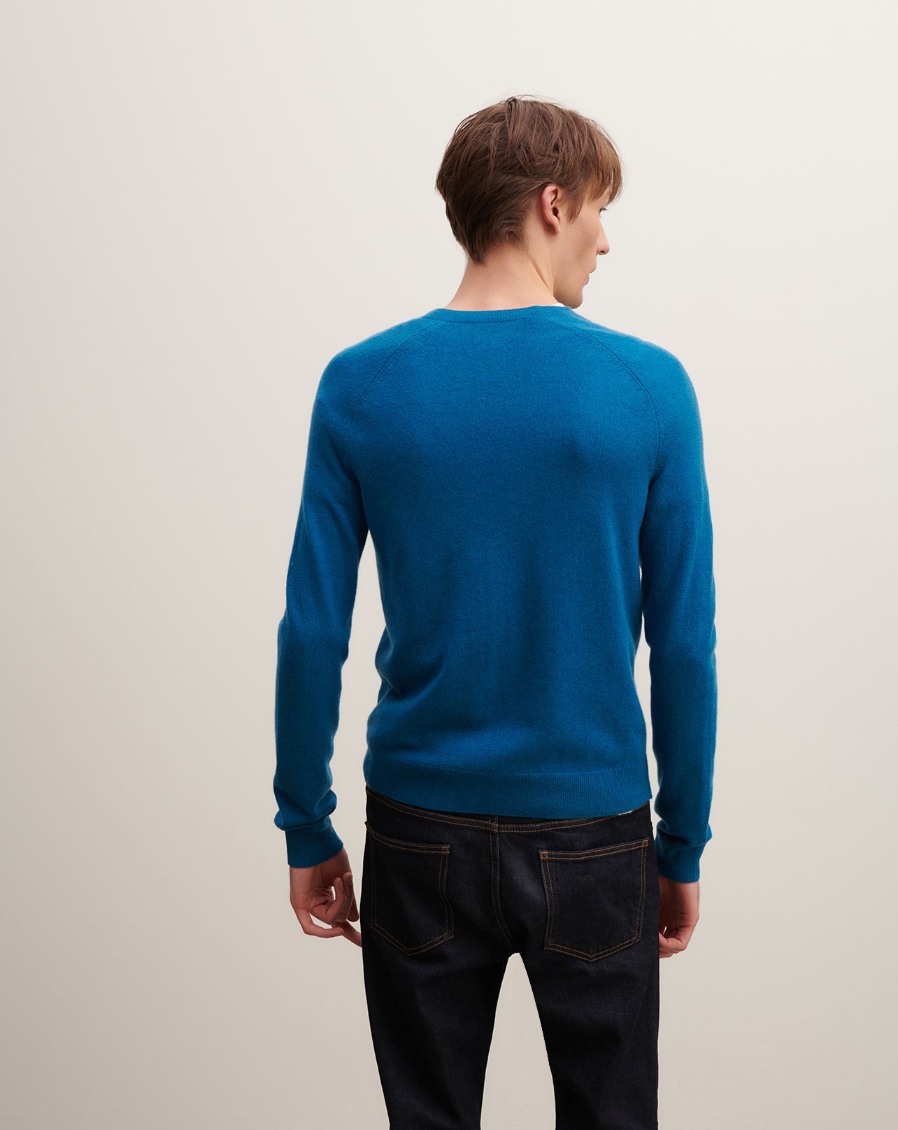RECO175Pull V Manches Marteau - Bleu Paon