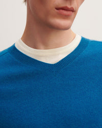 RECO175Pull V Manches Marteau - Bleu Paon