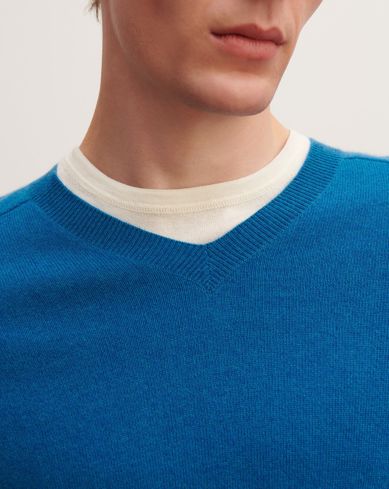 RECO175Pull V Manches Marteau - Bleu Paon
