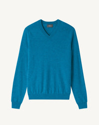 RECO175Pull V Manches Marteau - Bleu Paon