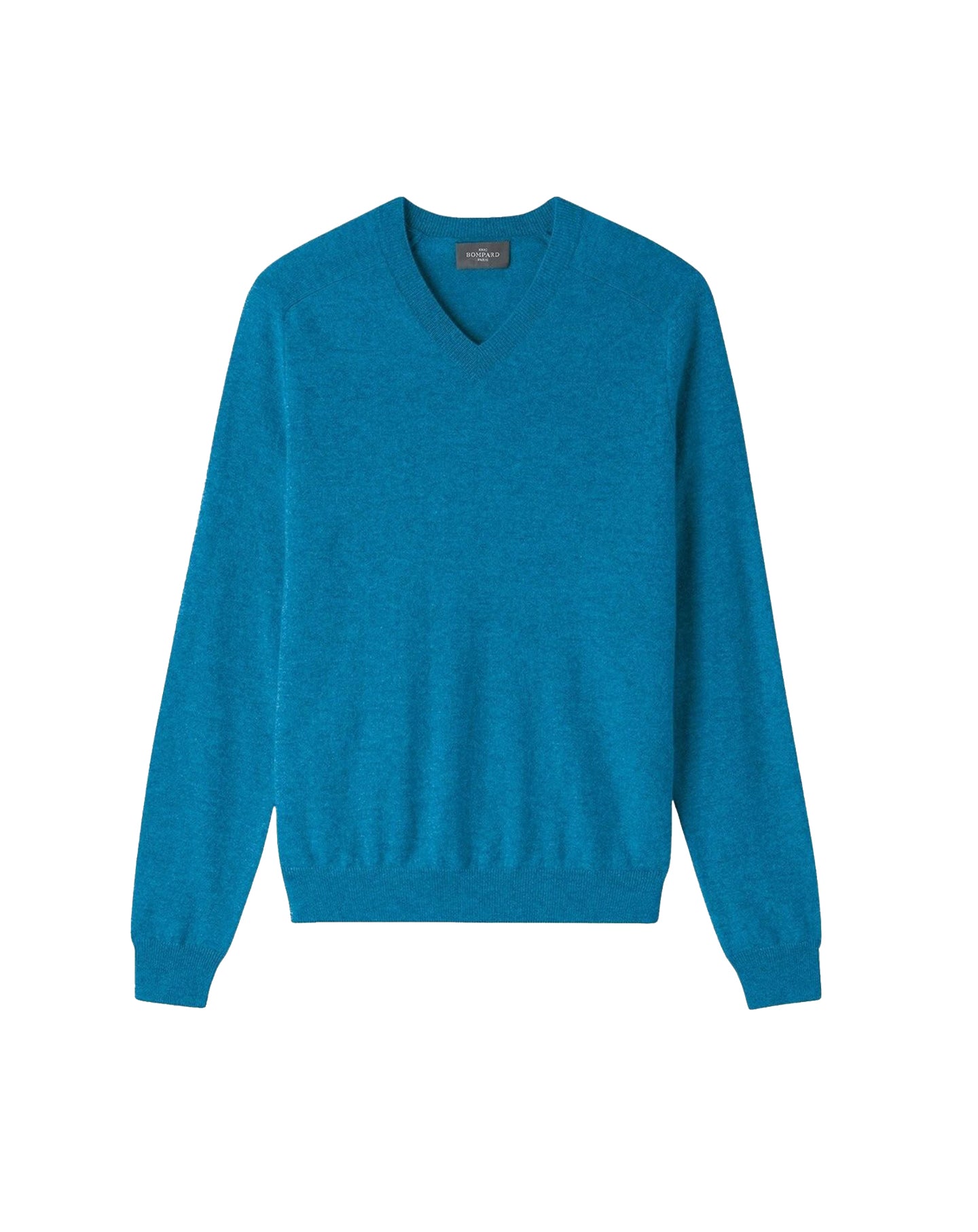 V-neck cashmere jumper with hammer sleeves - Peacock Blue