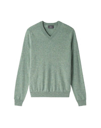 V-neck cashmere jumper with hammer sleeves - Feuille