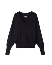 V-neck ribbed cashmere jumper - Black