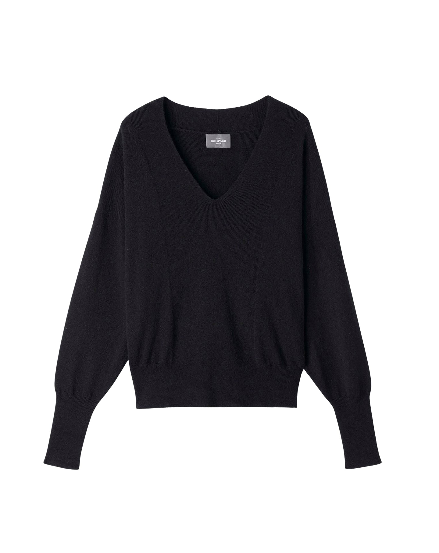 V-neck ribbed cashmere jumper - Black
