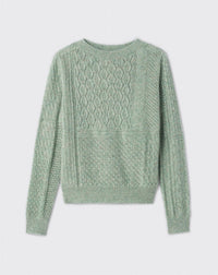 RECO115Pull Col Rond Pointelle - Feuille