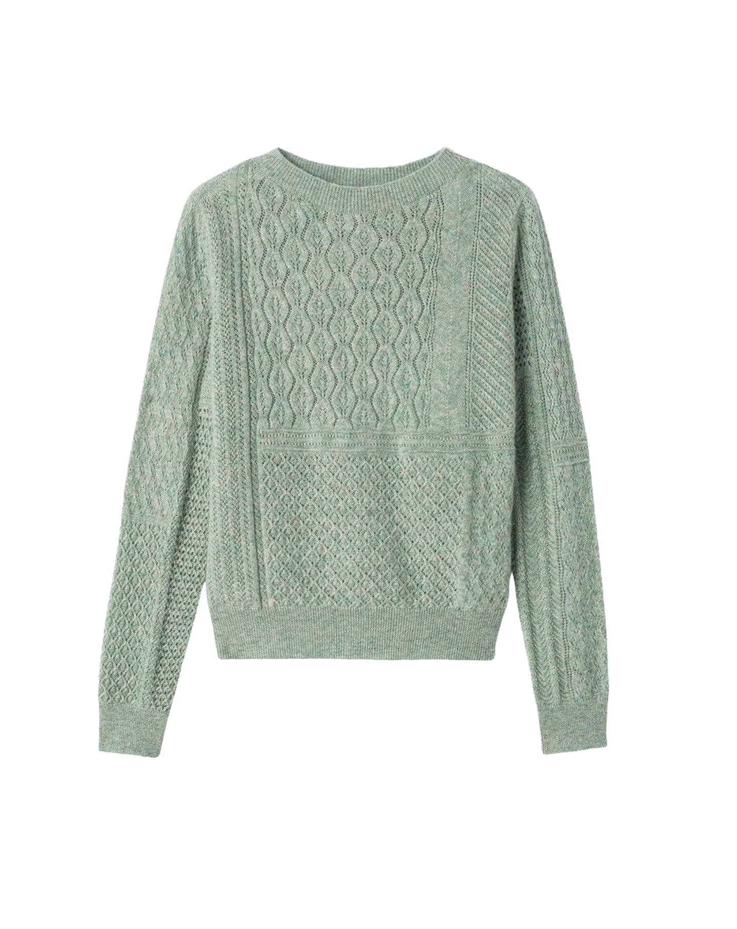 Pull à col rond pointelle en cachemire -  Feuille