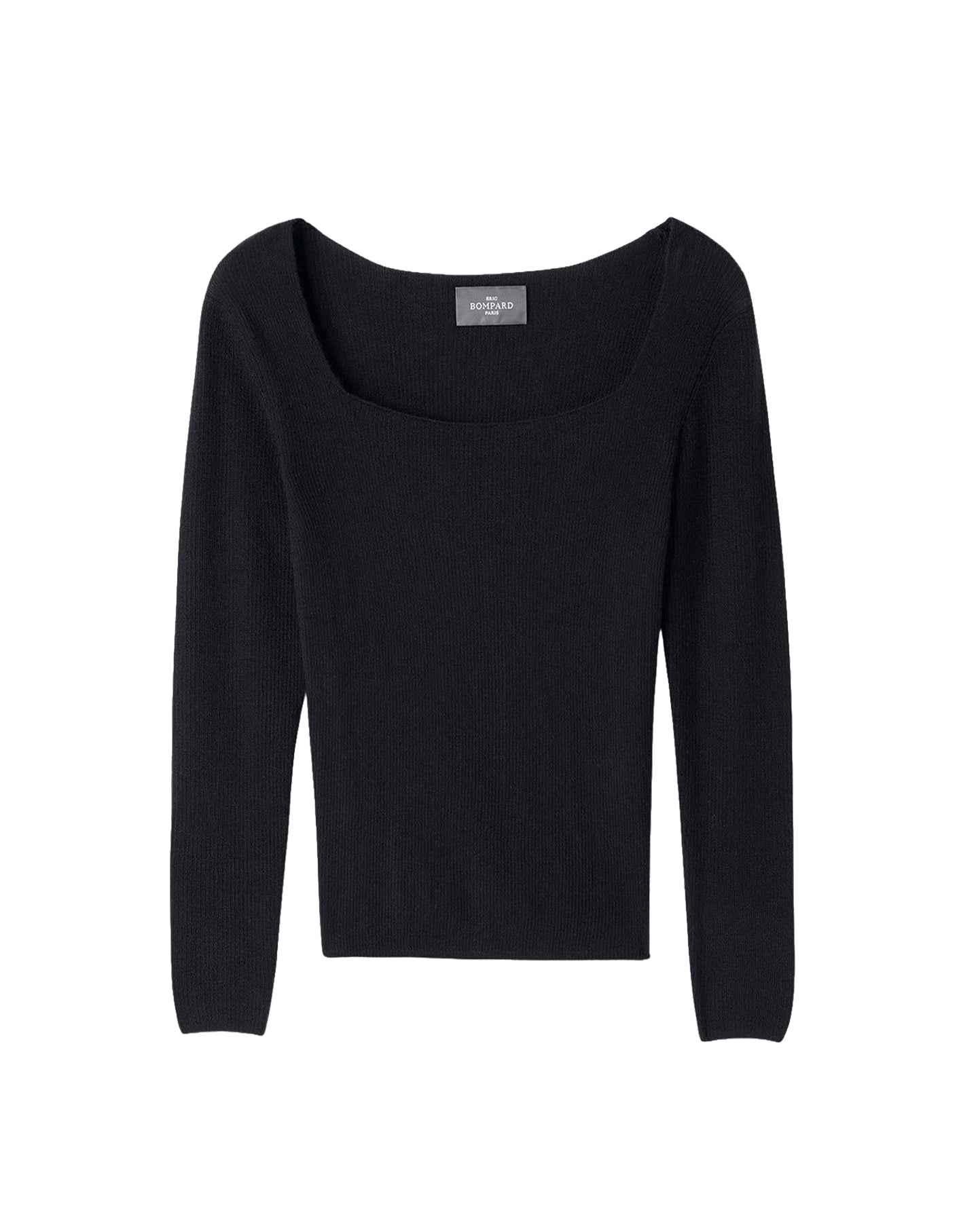 Pull encolure carré en cachemire -  Noir