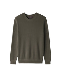Cotton ribbed crew-neck jumper - Khaki Ombre