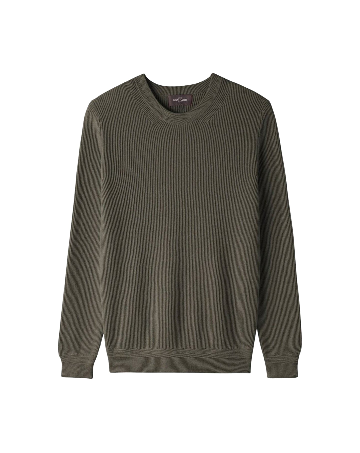 Cotton ribbed crew-neck jumper - Khaki Ombre