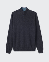RECO165Pull Col Montant Bicolore - Khol/Bleu Mineral
