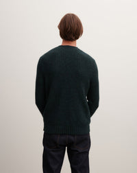 RECO180Pull Col Rond Mouliné - Vert Zurich/Noir