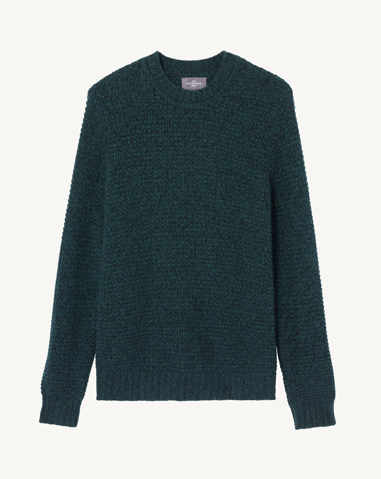 RECO180Pull Col Rond Mouliné - Vert Zurich/Noir