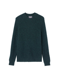 Pull col rond mouliné en cachemire -  Vert Zurich & Noir