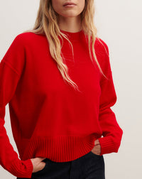 RECO100Pull Col Rond Oversized - Rouge Gorge