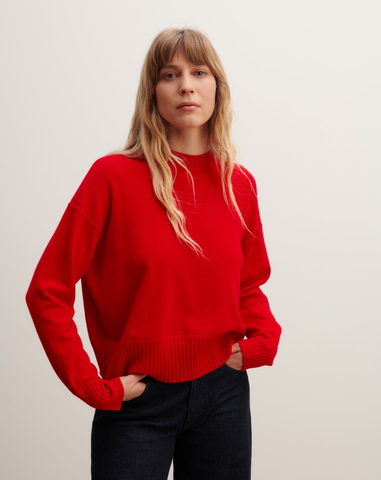 RECO100Pull Col Rond Oversized - Rouge Gorge