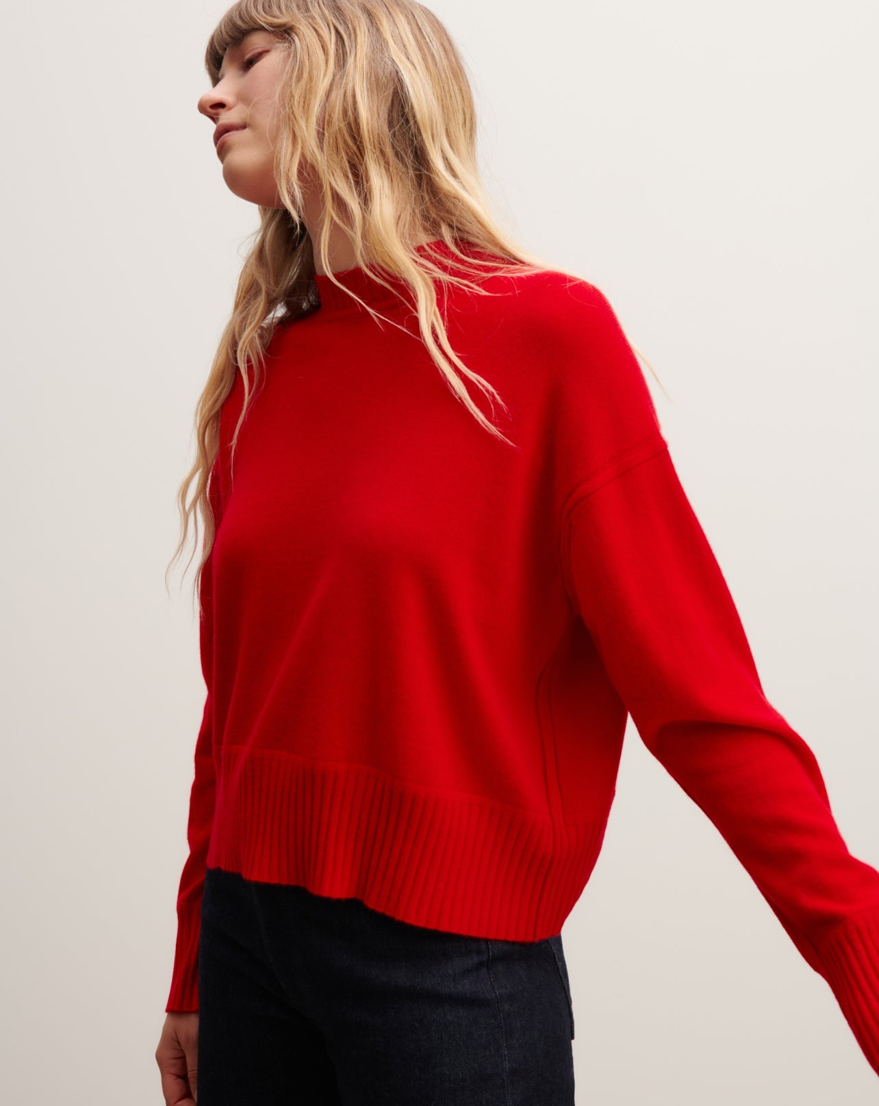 RECO100Pull Col Rond Oversized - Rouge Gorge