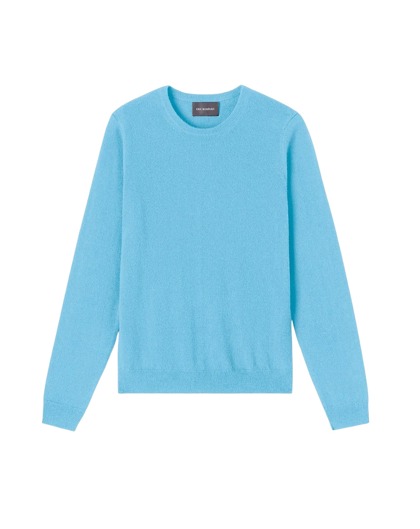 Pull col rond classique en cachemire -  Bleu Caldero