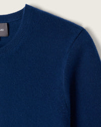 Pull col rond classique en cachemire -  Bleu Phare