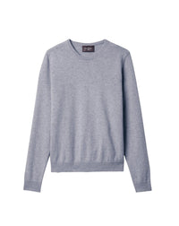Pull col rond classique en cachemire -  Bleu Montagne