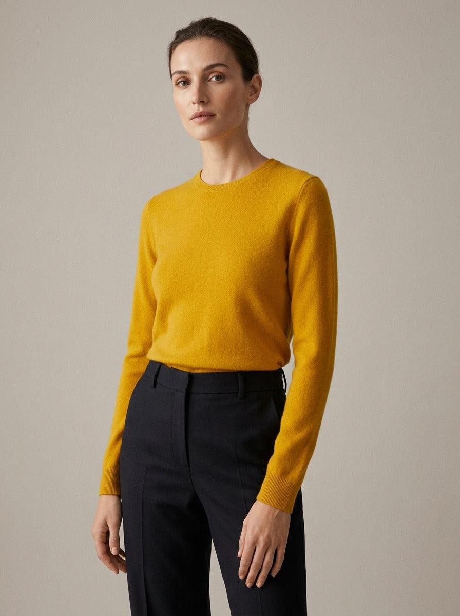 RECO100Pull Col Rond Classique - Jaune D'Or
