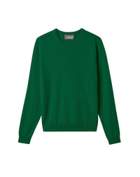 Pull col rond classique en cachemire -  Vert Amazonie