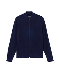 Ribbed cashmere zip-up jumper - Navy