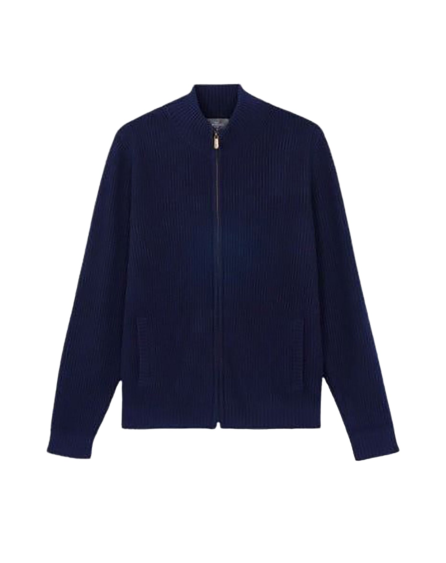 Ribbed cashmere zip-up jumper - Navy