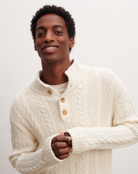 RECO235Pull Boutonné À Torsades - Naturel