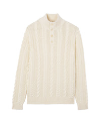 RECO235Pull Boutonné À Torsades - Naturel