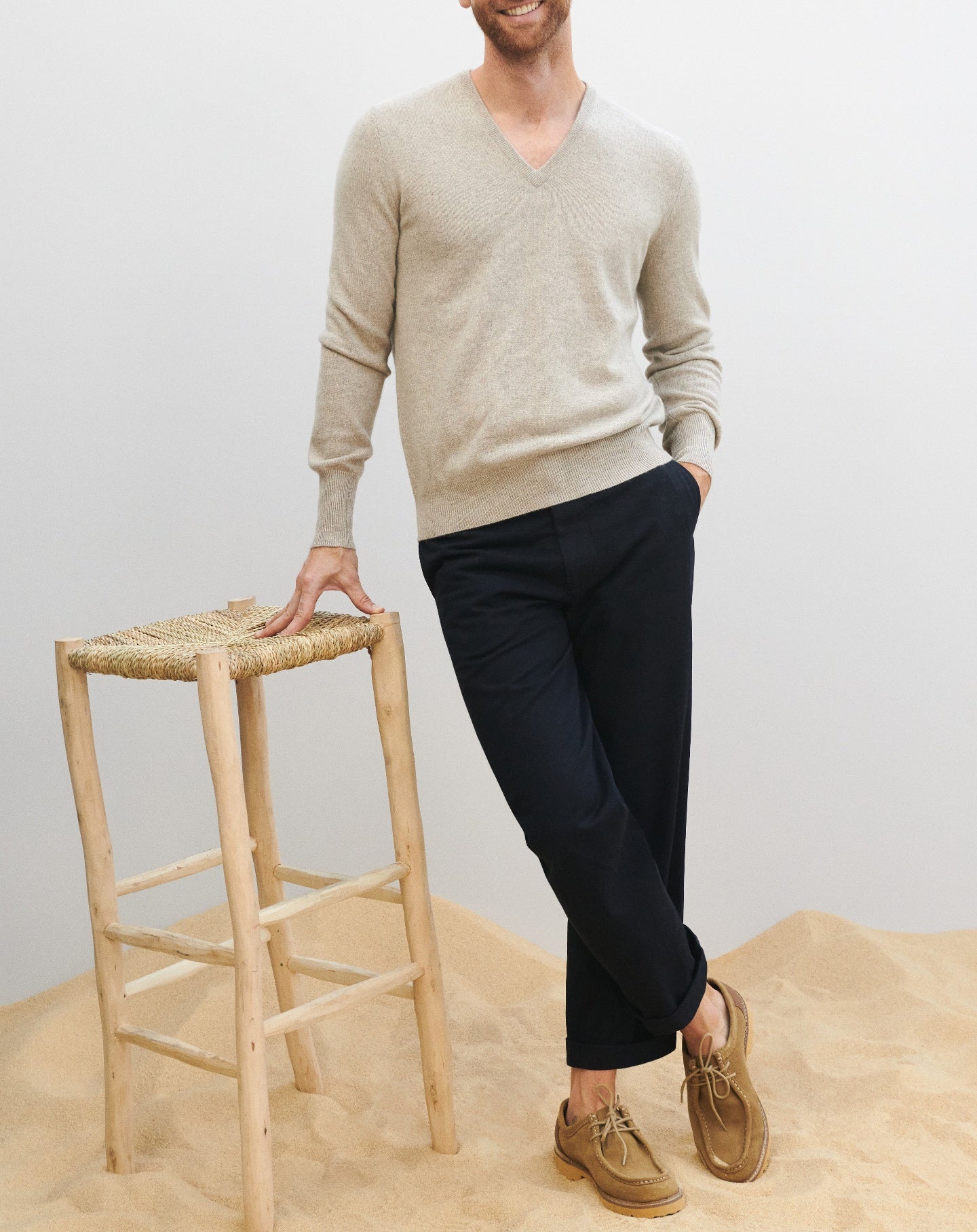 RECO130Pull V Classique - Latte