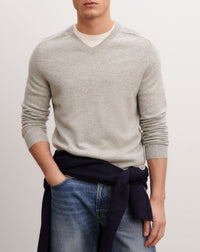 V-neck cashmere jumper - Givre