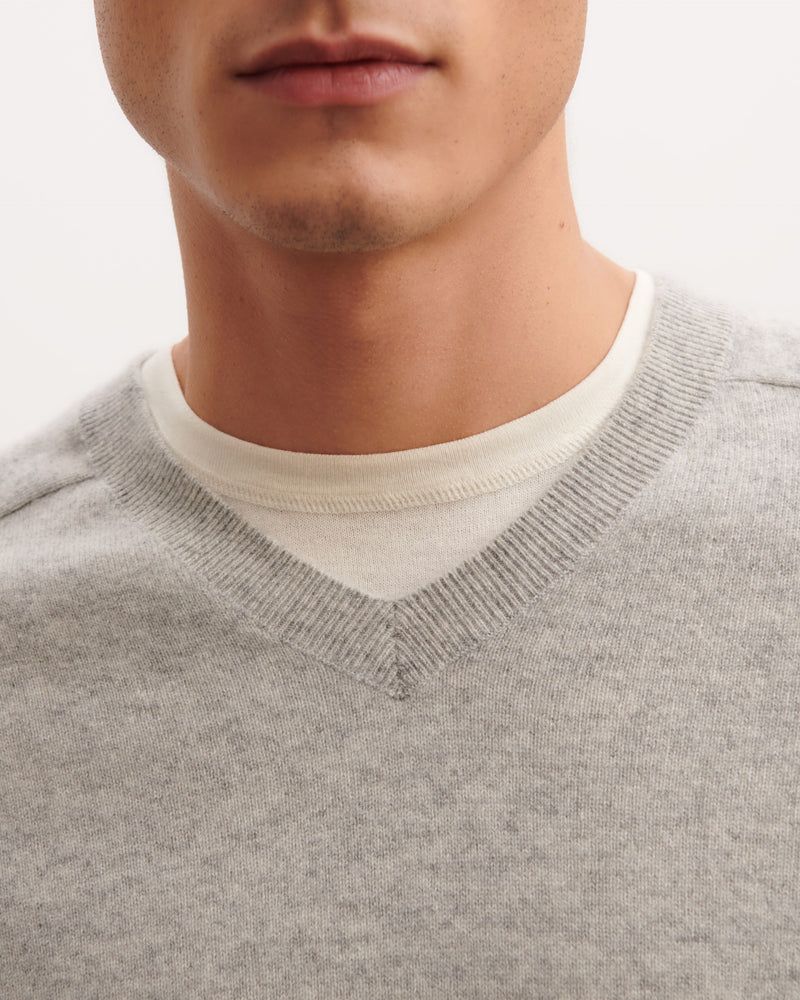 V-neck cashmere jumper - Givre