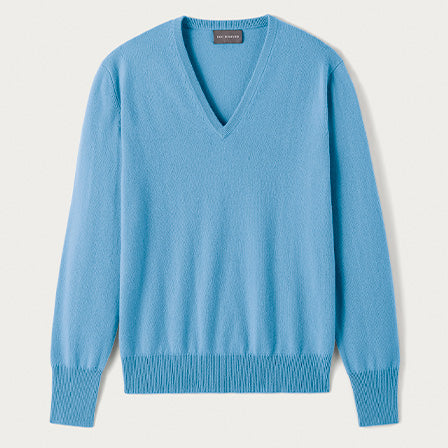 RECO130Pull Col V Classique - Aqua