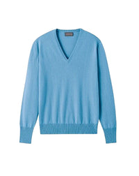 Pull col V en cachemire -  Aqua