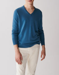 RECO130Pull Col V Classique - Bleu Uniforme