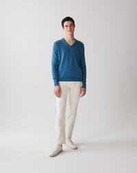 RECO130Pull Col V Classique - Bleu Uniforme