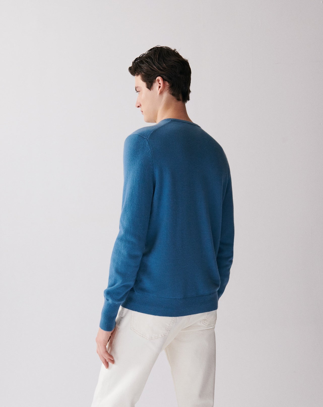 RECO130Pull Col V Classique - Bleu Uniforme