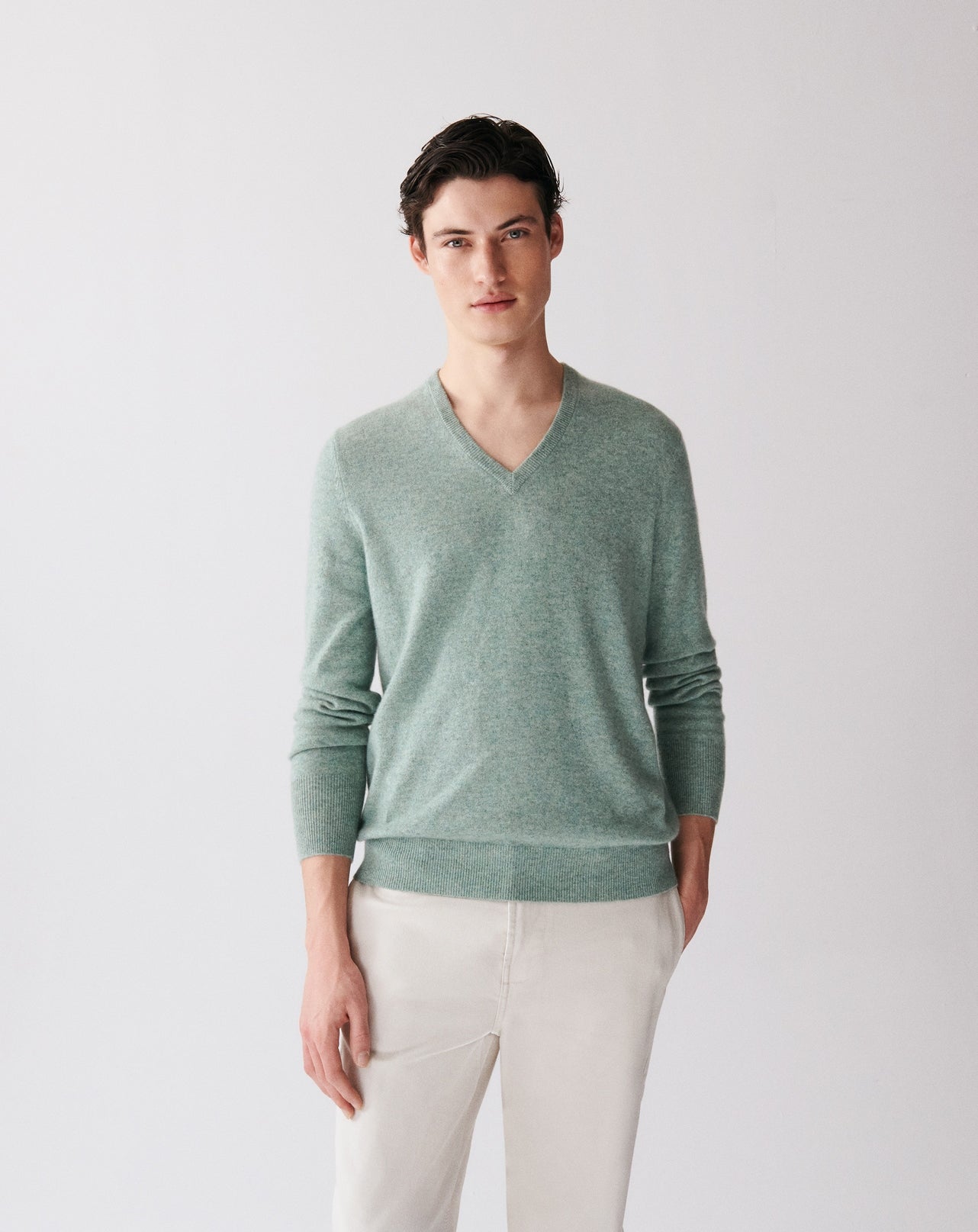 RECO130Pull Col V Classique - Feuille