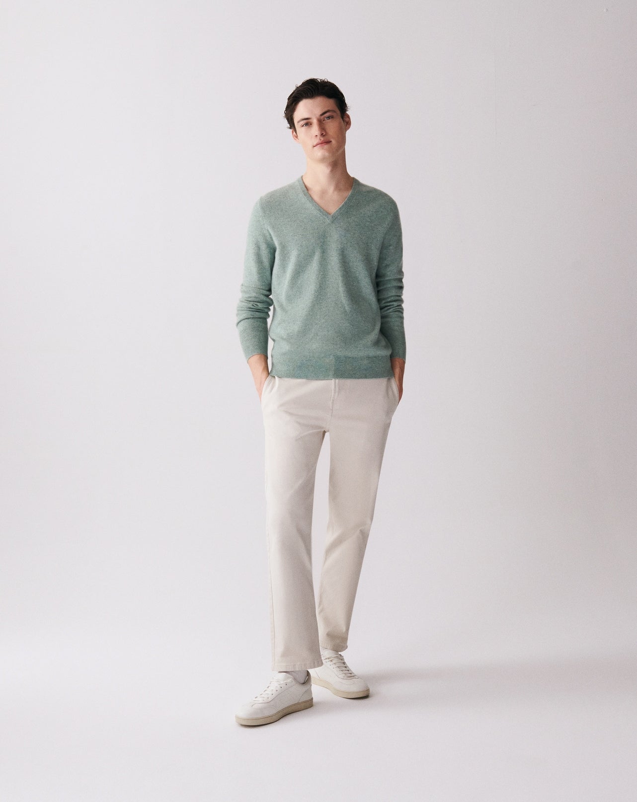 RECO130Pull Col V Classique - Feuille