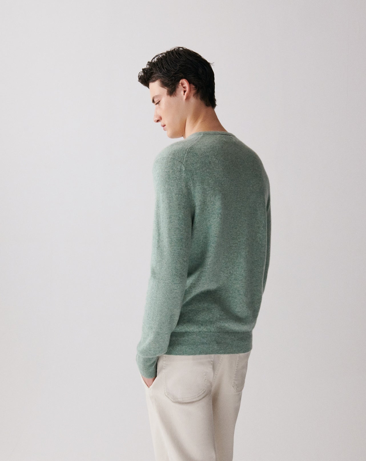 RECO130Pull Col V Classique - Feuille