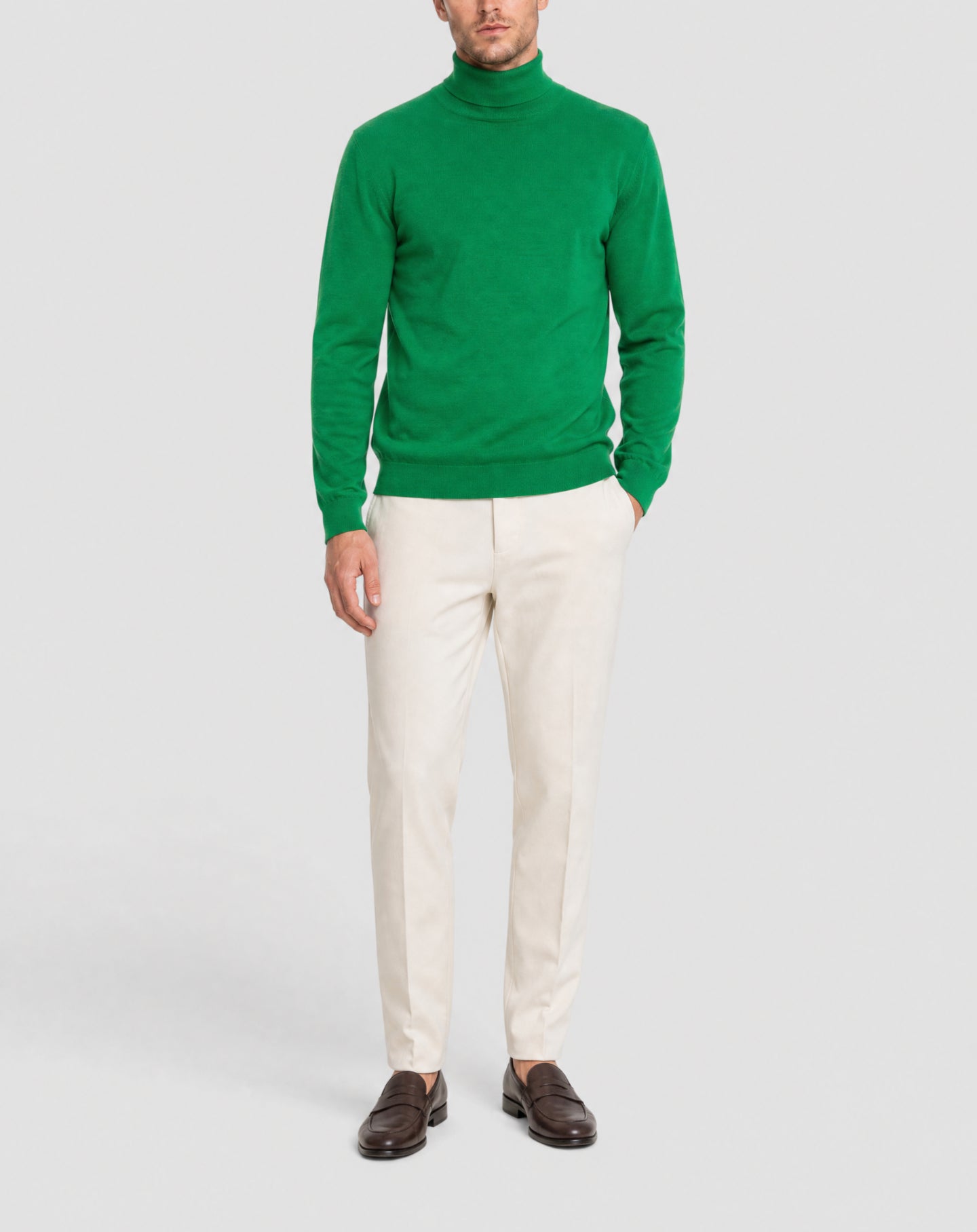 Ultra-fine cashmere roll-neck jumper - Carouby Green