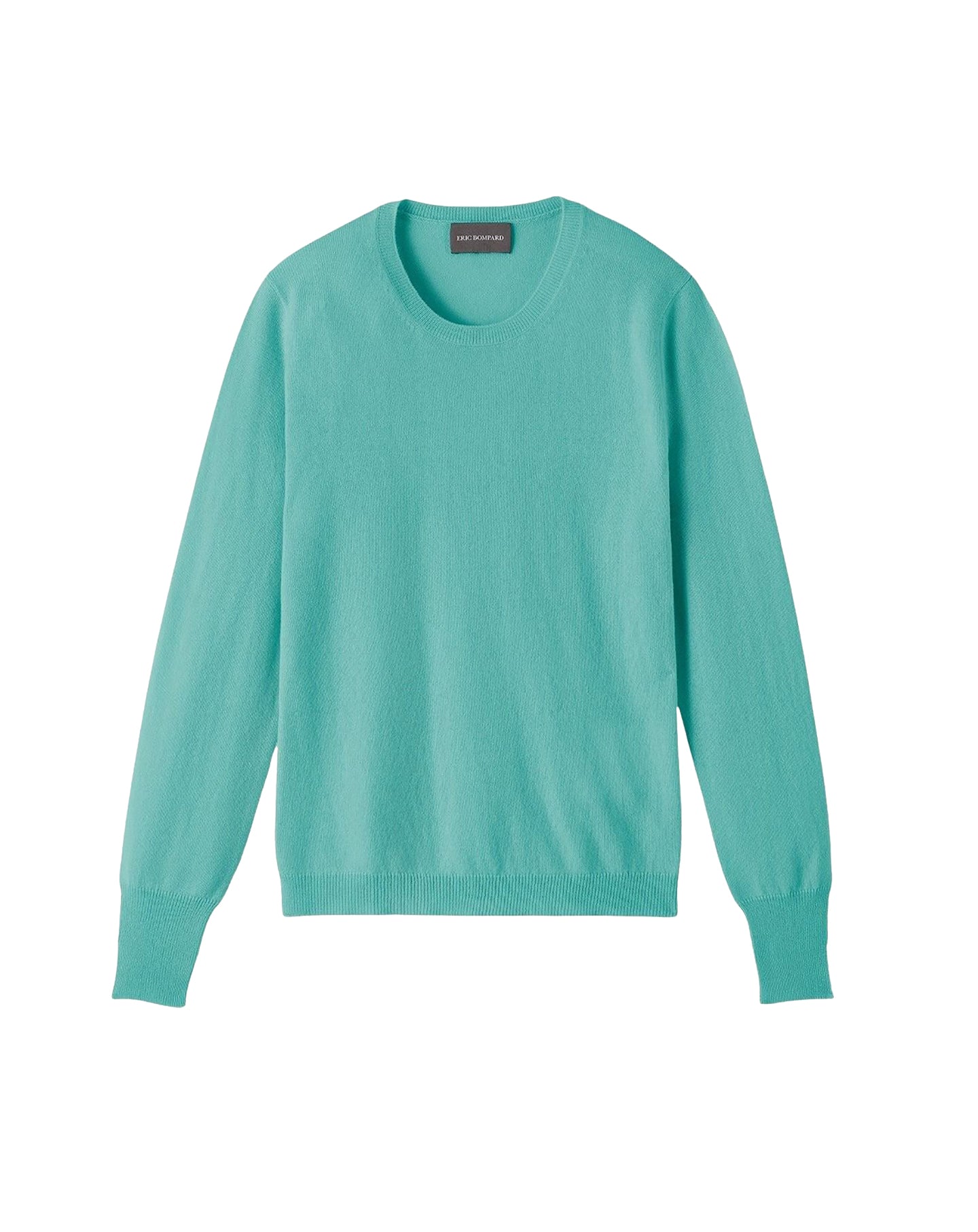 Pull col rond cintré à fentes en cachemire -  Bleu Persan