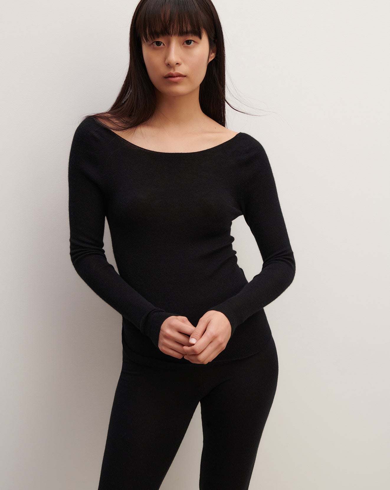 RECO75Ras De Cou Décolleté Danseuse Fentes Poignets - Noir